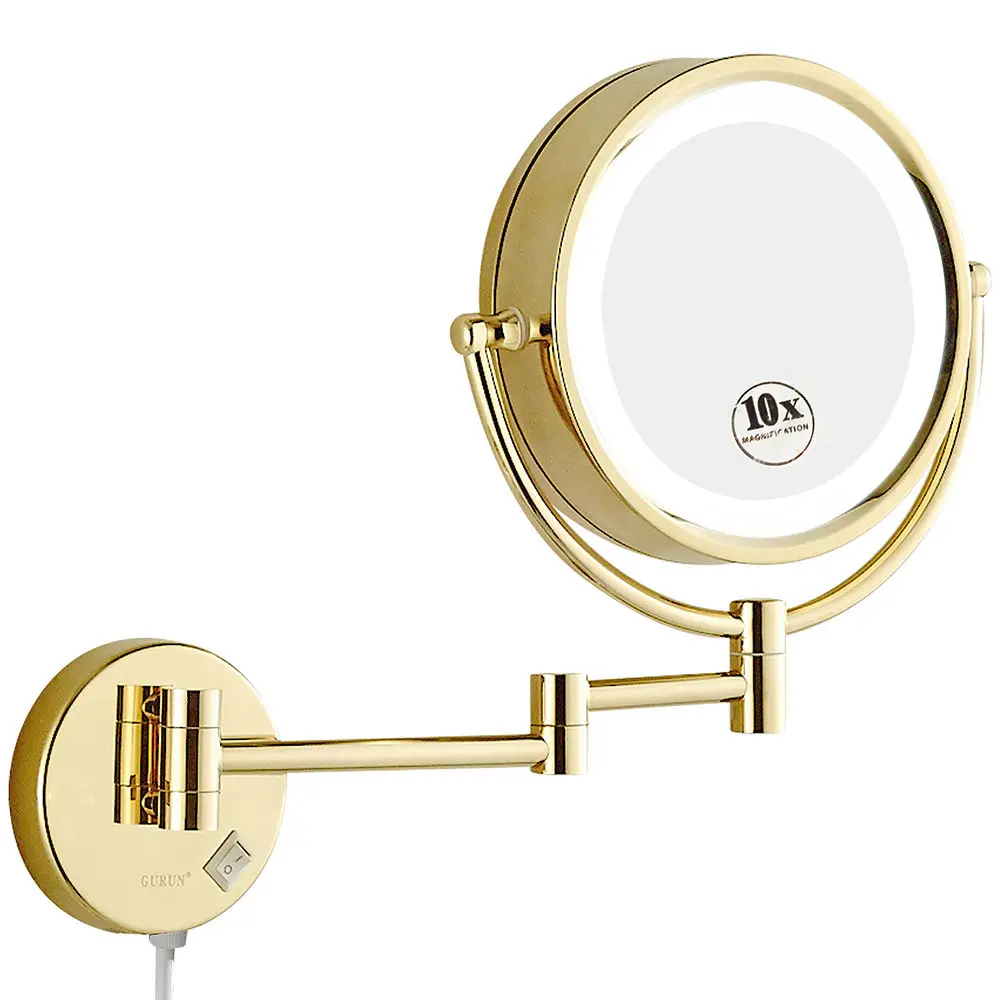 gold magnifying makeup mirror