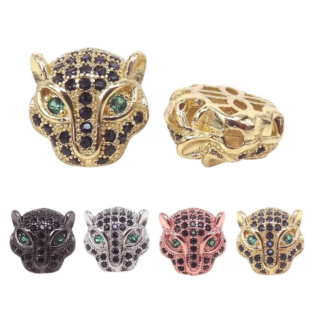 

DIY Metal Beads Handmade Men Beaded Bracelets Jewelry Making Finding Accessories Leopard Head Spacer Charm Animal Beads