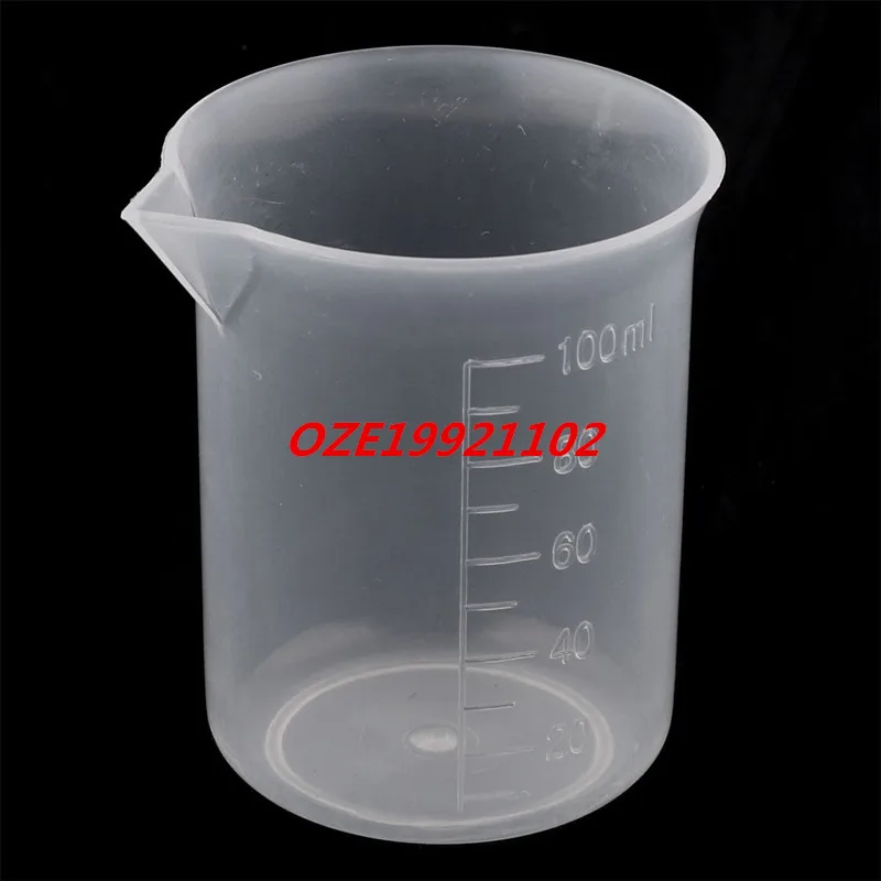 1PCS Lab 100mL Plastic Science Experiment Measuring Graduated Beaker