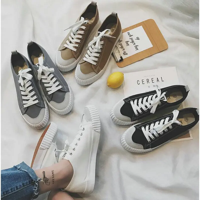 

High Quality Unisex Sneakers lovers black Fashion Low Women Casual Flats Shoes Breathable Ladies Lace up Canvas Shoes VV-6868
