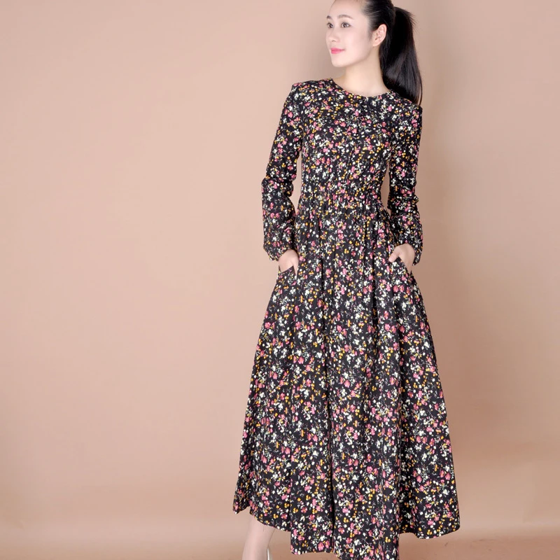 Smile 13 Autumn Ladies 100 Cotton Vintage One Piece Dress Women S Full Dress New Design Finished Dress Up Brides And Bridesmaids Dress Converterdresse Aliexpress