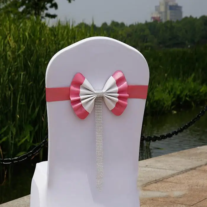 Свадебные Эластичный галстук-бабочка реквизит, стул крышка Виноградная лоза цветок лента вечерние стрейтч большого размера KM88