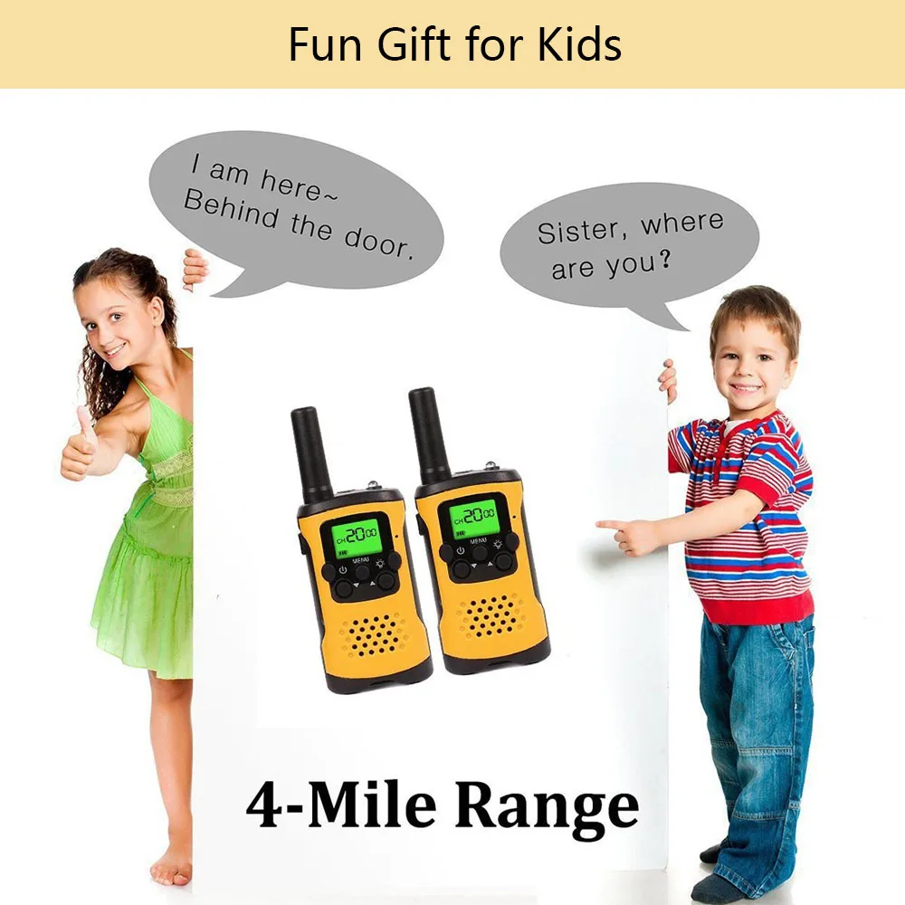 Kids Walkie Talkies, 22-Channel FRS/GMRS Radio, 4-Mile Range Mini Two Way Radios with Flashlight and LCD Screen Gift