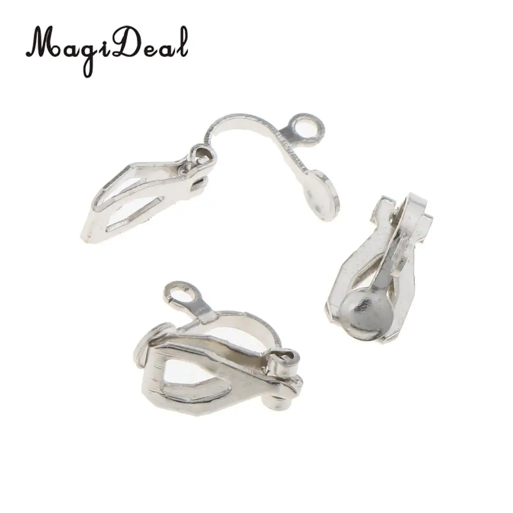 20PCS 12 x 10mm Silver Plated Metal Clip on Earring Earwire Jewelry Findings Silver Plated French Ear Wires Hoop Earring Clip 