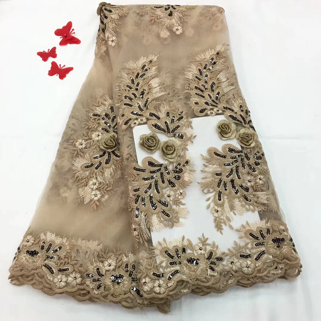 African Lace Fabric 2018 High Quality Gold Pink French Tulle Embroidery White Dresses For Women | Дом и сад