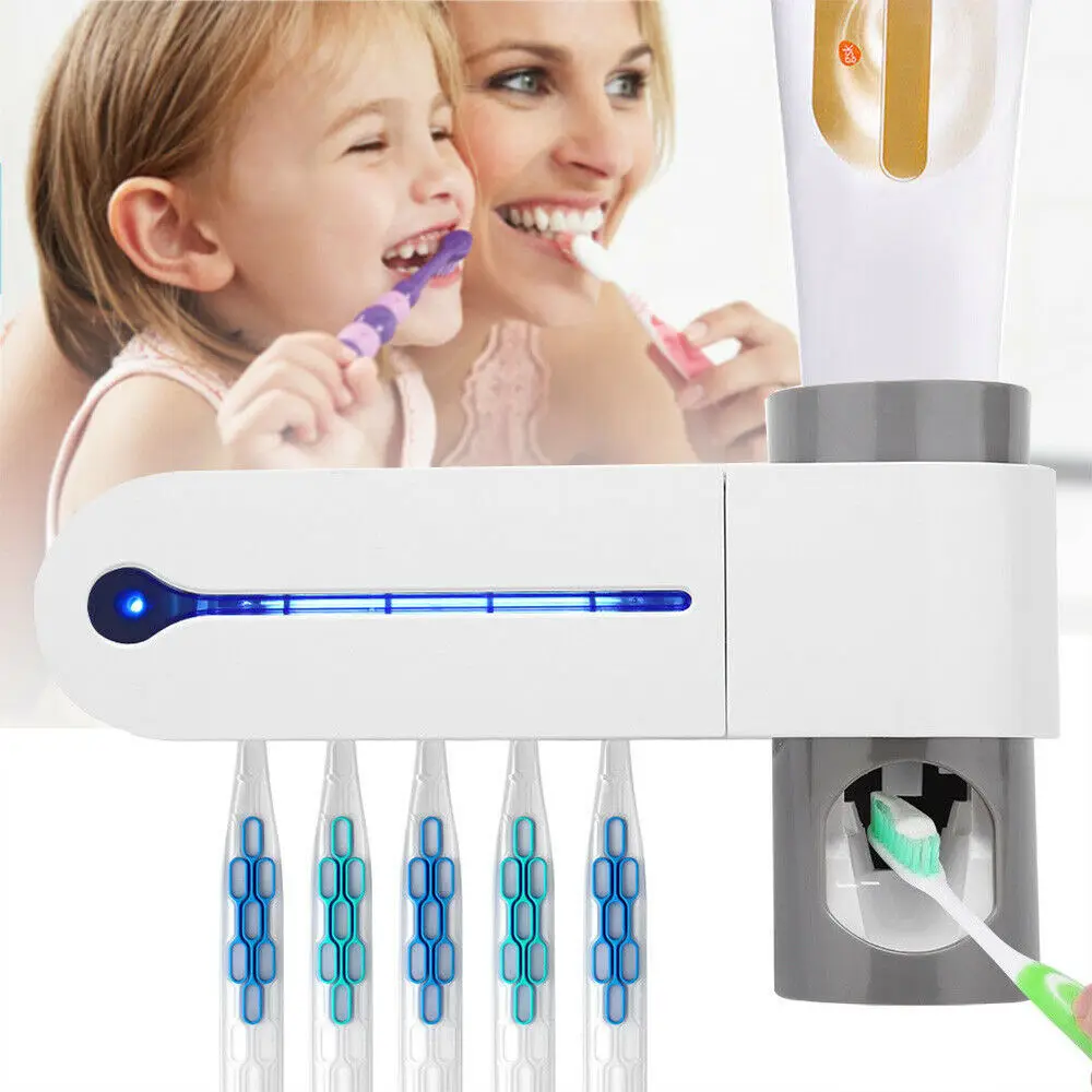 3 в 1 УФ легкая зубная щетка стерилизатор беспробиваемый держатель для зубной щетки очиститель автоматический комплект для зубной пасты