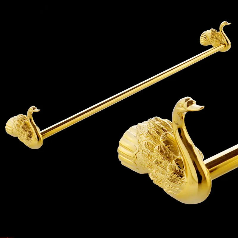 Gold Swan Single Towel Bar Square Towel Rack In The Bathroom Wall Mounted Towel Holder Bathroom Accessories MB-0967A