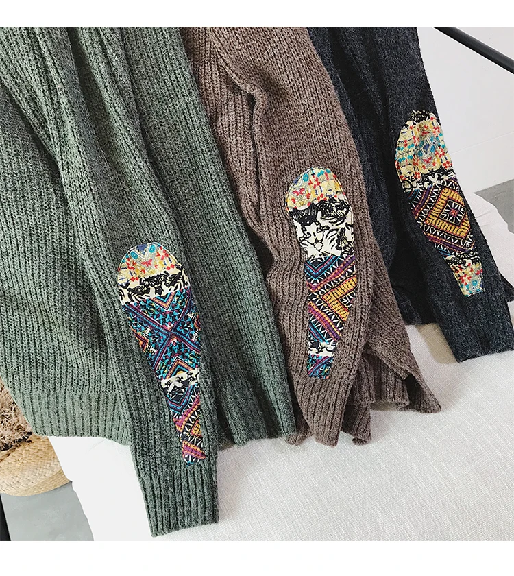 Мужской зимний свитер осень и зима новые продукты Пара моделей свободные свитера Цветочные наклейки Рукава Толстый круглый вырез