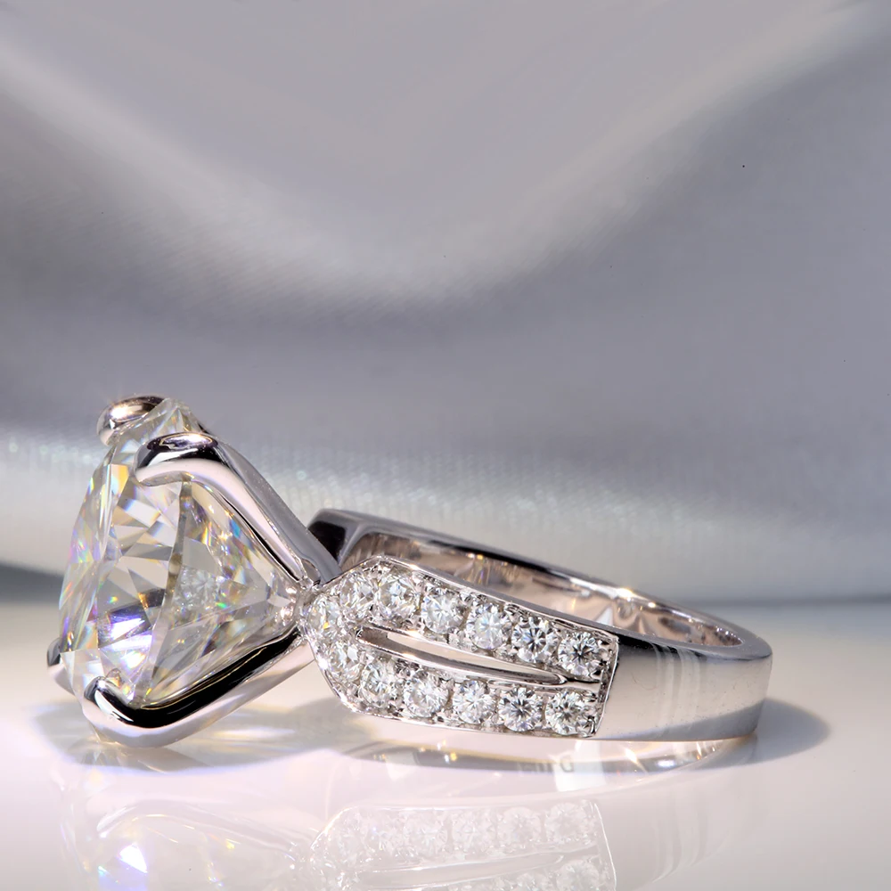 AEAW 14k белое золото 8ct карат 13 мм Диаметр GH цвет Moissanite обручальное кольцо для женщин кольцо с солитером золото