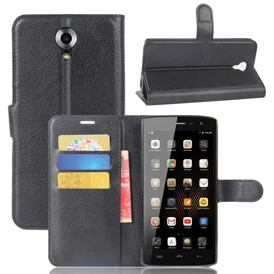 

Fashion Wallet PU Leather Case Cover Flip Protective Phone Back Shell For HOMTOM HT7 Visa Card Slot With Stand