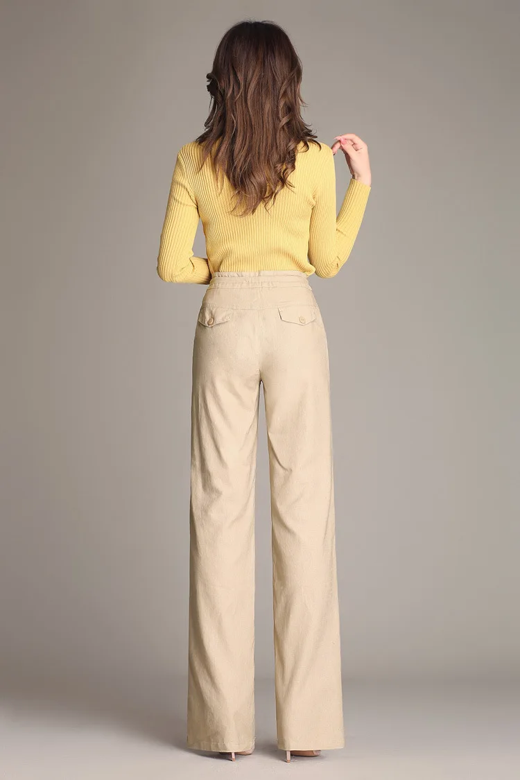 black cargo pants Free Shipping High Quality Women Cotton and Linen Casual Long Pants Female Mother Fashion Leisure Mid Waist Wide Leg Trousers khaki pants