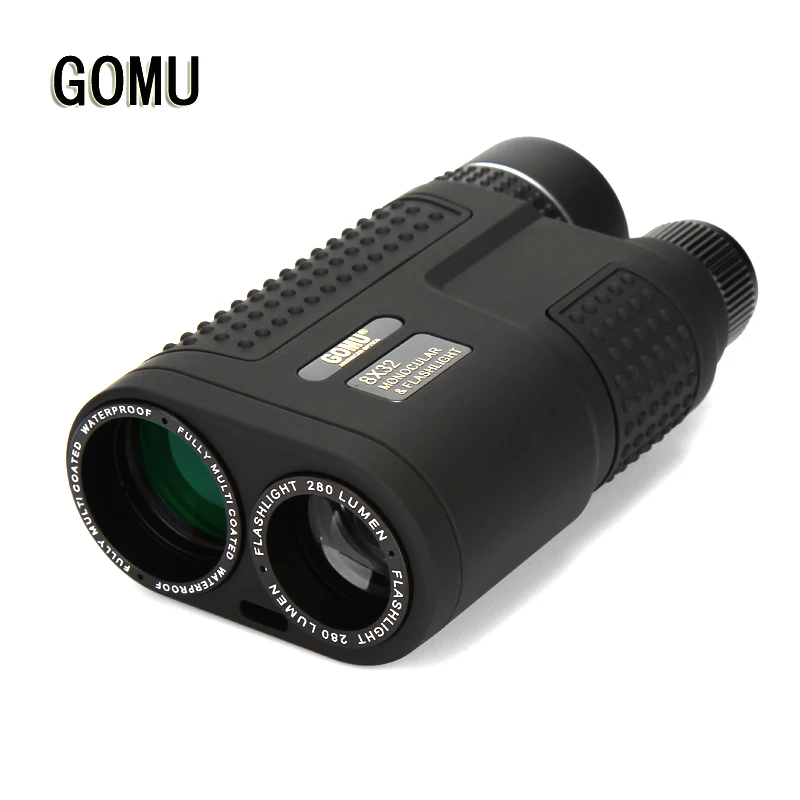 GOMU 8x32 HD Monocular Telescope Multifunctional Compact Binoculars Scope Built-in Flashlight No Infrared For Camping Hunting