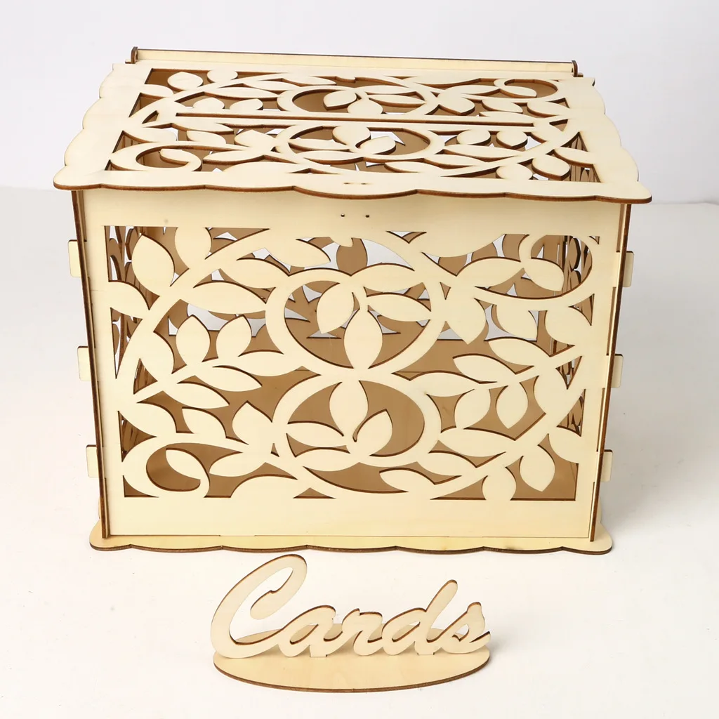 DIY коробка карты свадьбы фон с изображением деревянной Box подарок держатель для