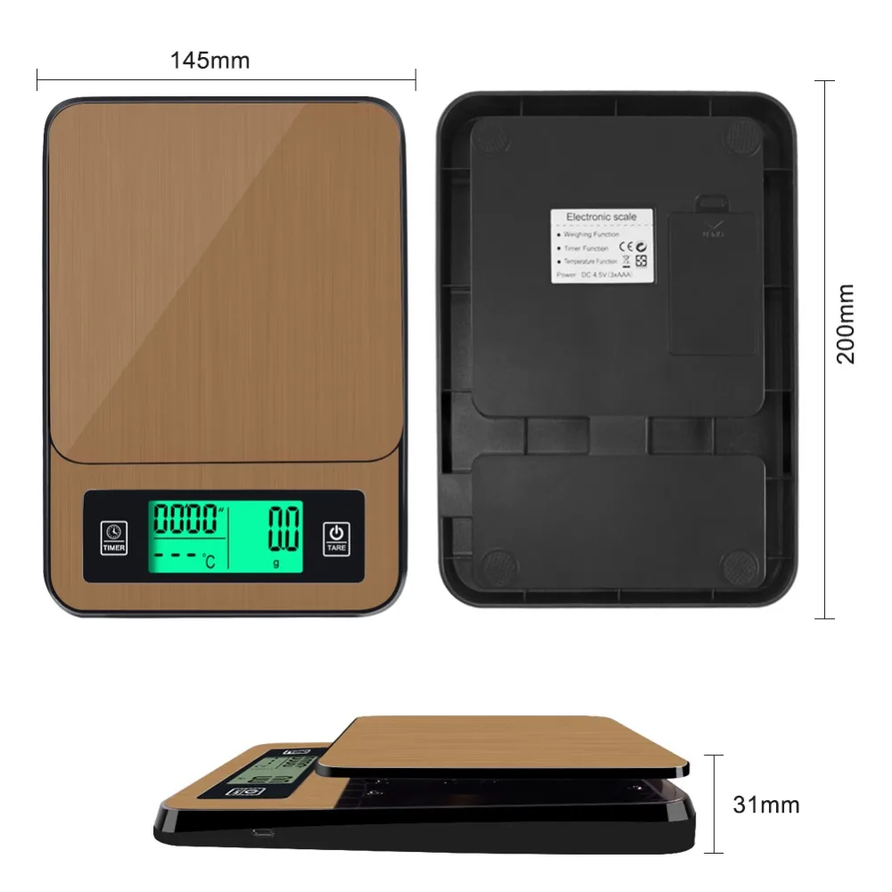 Портативные 1 кг/0,1 г электронные кухонные весы с таймером, высокоточные электронные весы с ЖК-дисплеем
