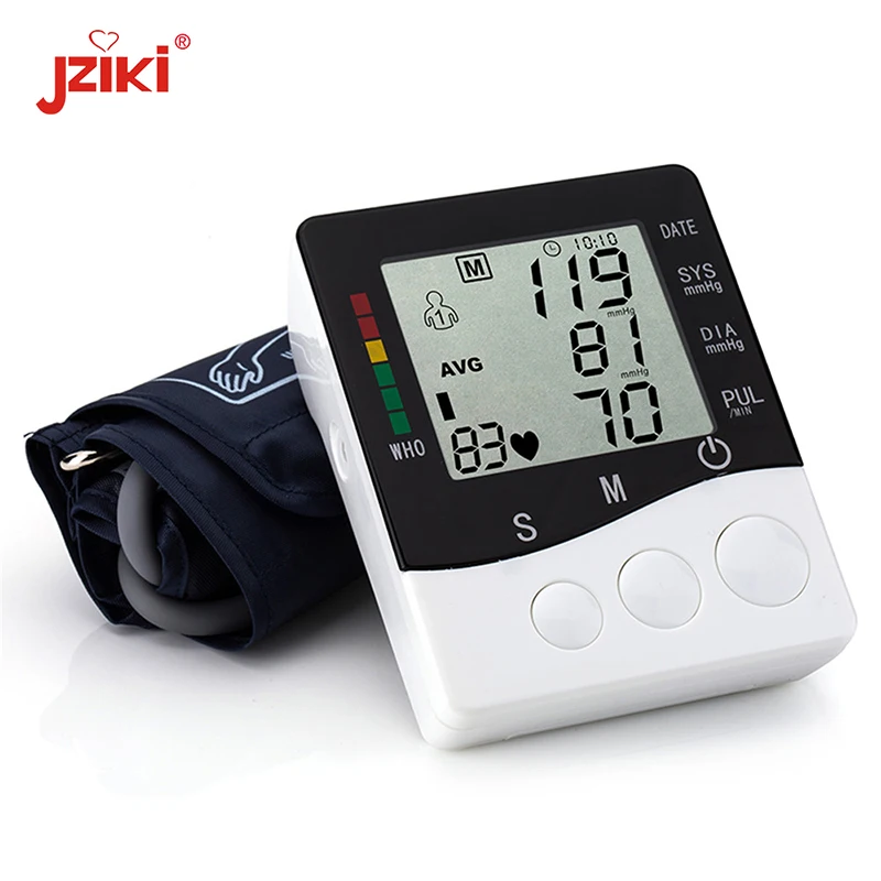 

JZIKI Digital Upper Arm Blood Pressure Pulse Monitors tonometer Portable bp Blood Pressure Monitor meters sphygmomanometer