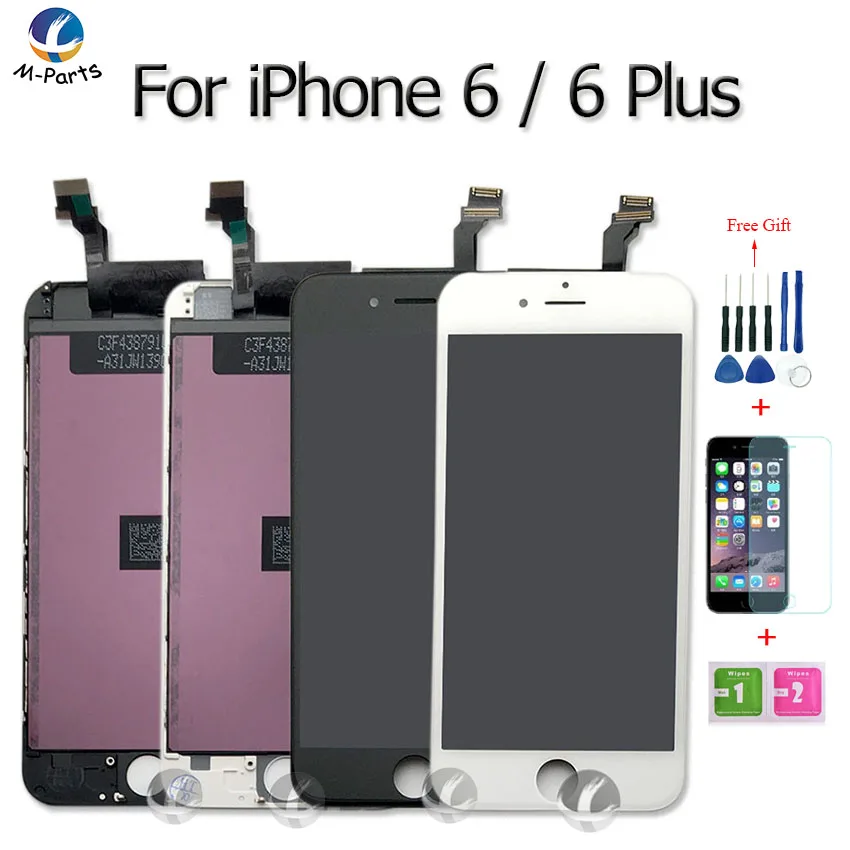 

AAA+++ Quality LCD Touch Screen Digitizer Assembly For iPhone 6 6Plus Plus 6P Display Replacement Black White + free gfit