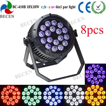 

8pcs 18x18w led par light 6in1 RGBWA UV led par can light for stage club dj party church