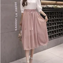 Летние винтажные Юбки Женская эластичная юбка из тюля с высокой талией длинная плиссированная шифоновая юбка женская распродажа миди faldas jupe