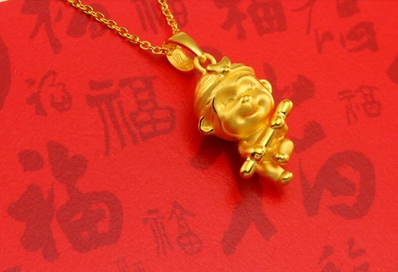Подвеска в виде китайской обезьяны из желтого золота 999 пробы 24 к|pendant murano|gold heart