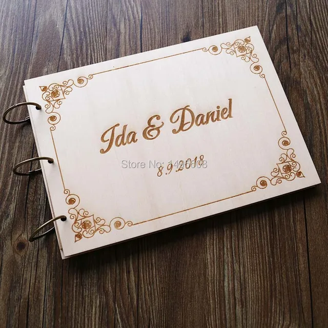 Personalized Wedding Guest Book Modern Wood Guestbook Personalized Wedding Guest Book Modern Wood Guestbook Custom Engagement Anniversary Gift