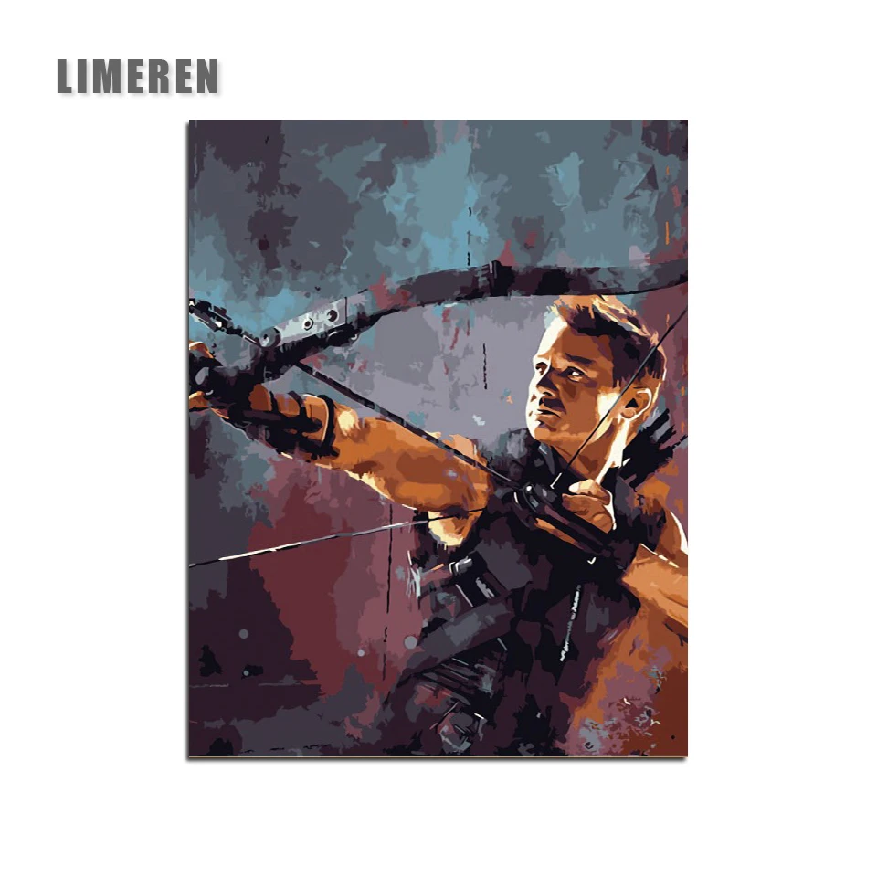 The Avengers Movie Hawkeye DIY Acrylic Oil Coloring Painting By Numbers On Canvas For Unique Gift Home Decor | Дом и сад