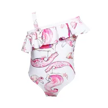 Цельный летний купальный костюм с оборками для маленьких девочек; купальный костюм; купальник-бикини; MAR14