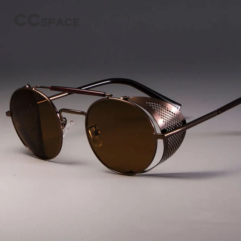 Steampunk Retro Round Sunglasses with UV400 Protection - Unisex Cool Shades with Metal Frame