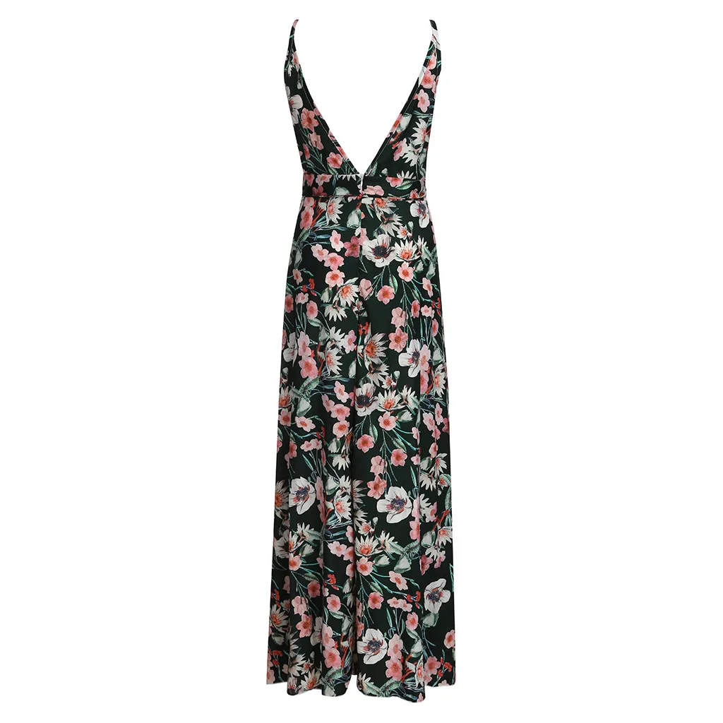 Плюс Размеры шифоновое сексуальное платье Для женщин Летнее Boho ремешками пикантные сексуальное нижнее белье с глубоким v-образным вырезом длинное вечерние Пляжные наряды Z4