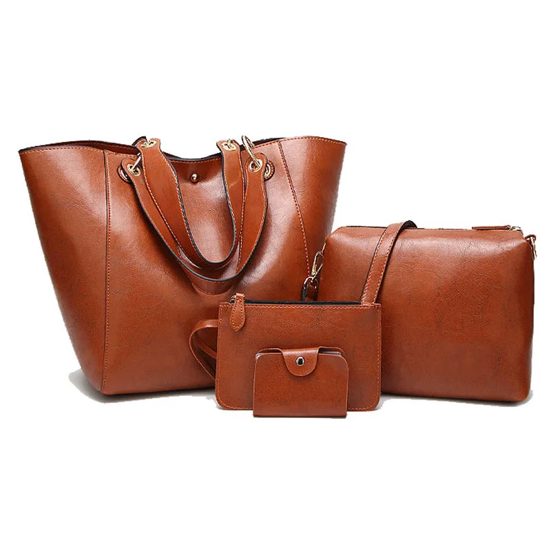 

4 Sets Fashion Designer Women Handbag Female PU Leather Bags Handbags Ladies Portable Shoulder Bag Office Ladies