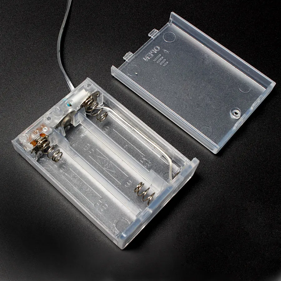 

1PCS Transparent Battery Box 3xAA 4.5V Battery Holder Box Case With NO/OFF Button Switch &Wire Lead For AA Rechargeable Battery