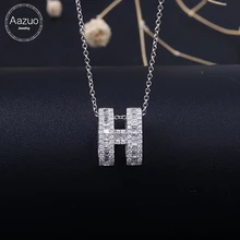 Aazuo, 18 K, белое золото, настоящая лестница, бриллиантовая мода, буквы H, ожерелье, подаренное для женщин, 18 дюймов, звено цепи Au750