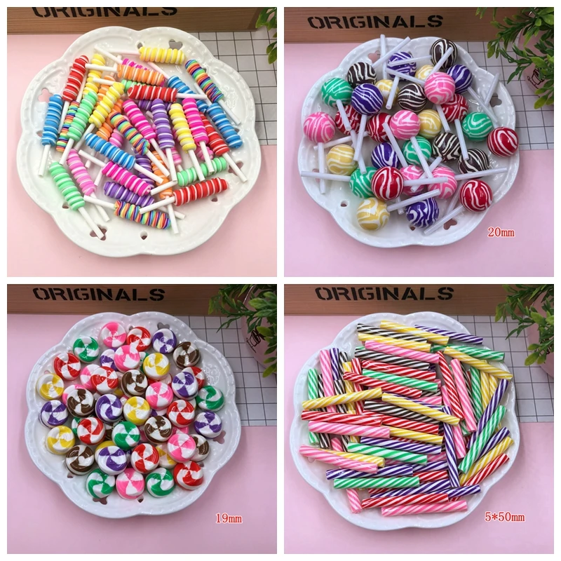 

Newest Hot kawaii Miniature Clay Swirl Lollipop, Round Lollipop, Clay Candy for Crafts Making, Scrapbooking DIY