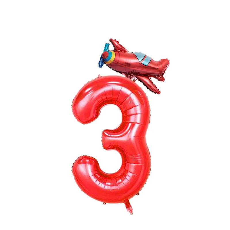 2 шт. 32 дюймов красный Количество воздушных шаров мини самолета для малышей с изображением пожарной машины Фольга воздушные шары 1 2 3 4 5 6 7 8 9 лет День рождения украшения детские игрушки - Цвет: plane 3
