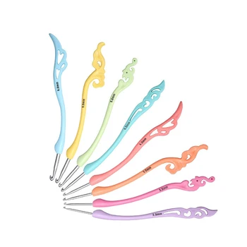 

New Mix Sizes 8pcs/set 2.5mm-6.0mm Crochet Hook Hairpin Shaped Plastic Handle Aluminum Knitting Needles DIY Sewing Craft Tools