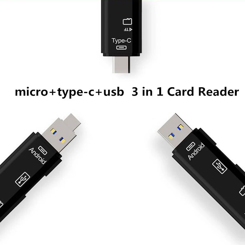 TOFOCO Мини OTG кард-ридер USB 2,0 Micro USB 2,0 3 в 1 к type C кард-ридер Micro-USB TF кард-ридер для MacBook PC