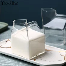 Креативная квадратная чашка молока домашнего использования высокая термостойкость молочная коробка стеклянная прозрачная молочная коробка чашка для завтрака