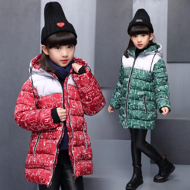 

Christmas Jackets for girls winter coat New fashion children clothing big girls Kids Hooded Coat Thicken cotton-padded jacket