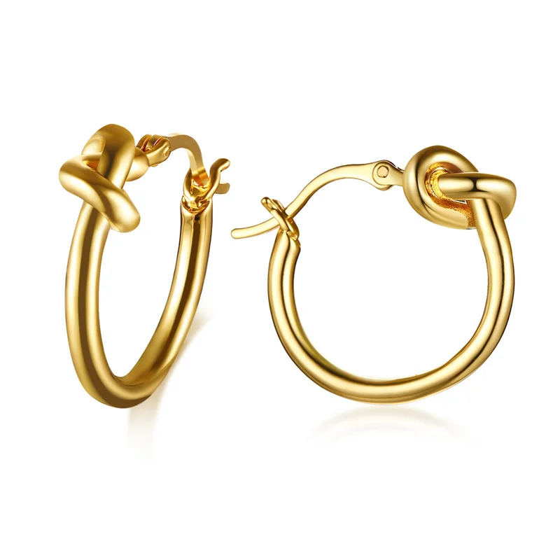 

SEASHA Fashion Hot Sale Earrings Studs Jewelry Stainless Steel Metal Golden Twisted Braided Trend Design Women Unisex Girl Party