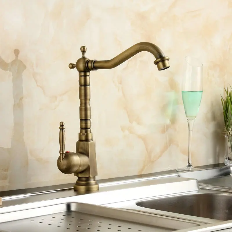 Bathroom Swivel Faucet Basin Faucets Antique Brushed Brass ...