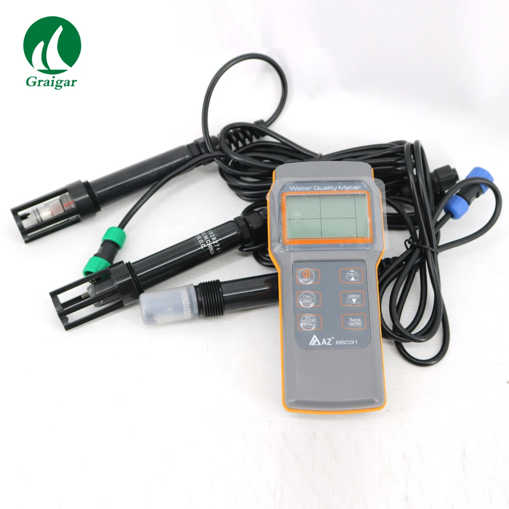 

Discount 5PCS AZ86031 Portable Water Quality Meter Dissolved Oxygen Tester PH Meter PH Conductivity Salinity Temperature Meter
