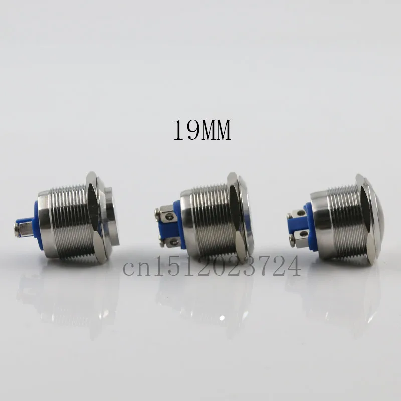 1pCS 19 mm metal push button switch reset button doorbell screw waterproof copper plated nickel