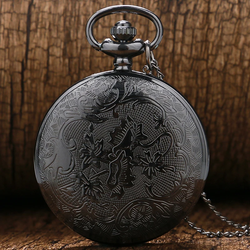 Дизайн черный серый Римский циферблат Кварцевые винтажные антикварные карманные часы ожерелье часы с цепочкой P413