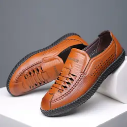 Формальные кожаные Формальные туфли мужские летние воздухопроницаемое Платье Рабочая Мужская обувь итальянского повседневного дизайна
