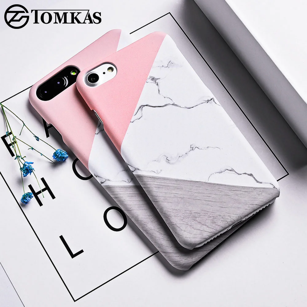Мраморный чехол TOMKAS для iPhone 7 8 6 6S Plus телефона s Роскошный Жесткий на заднюю панель
