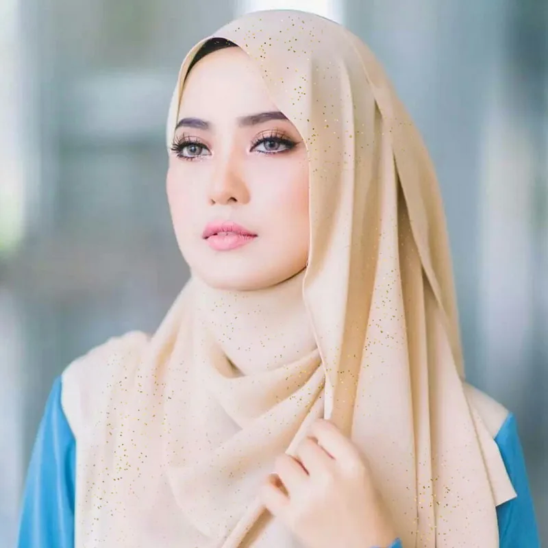 

Woman hijab Solid Color Rhinestone Shining High Quality Chiffon Silk Popular Shawls Scarf Headband Muslim Turban 20 Colors