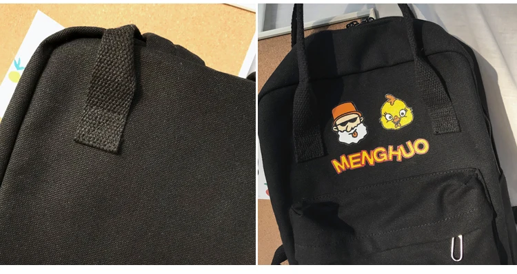 Menghuo Women Canvas Backpacks High Quality Cartoon Printed School Bag for Teenagers Girls Laptop Backpack Solid Travel Backpack_38