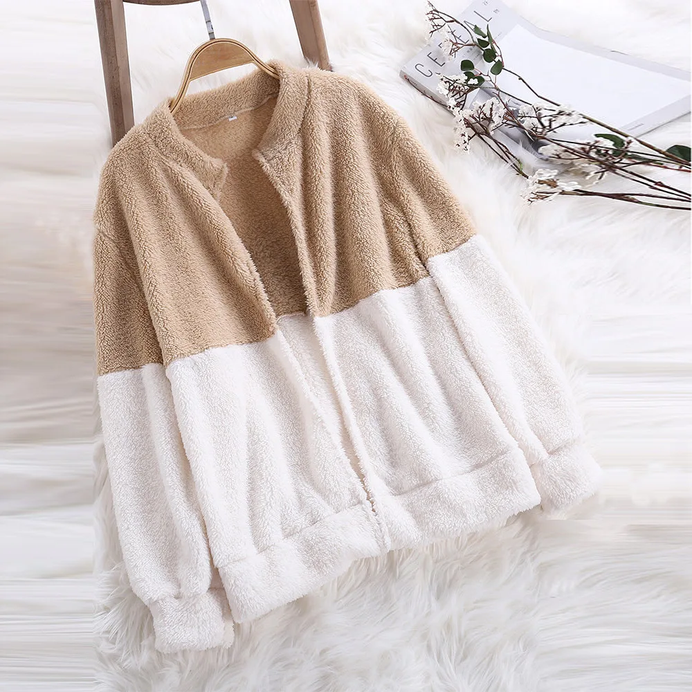 Корейская новая флисовая женская куртка Харадзюку модное шерстяное утепленное