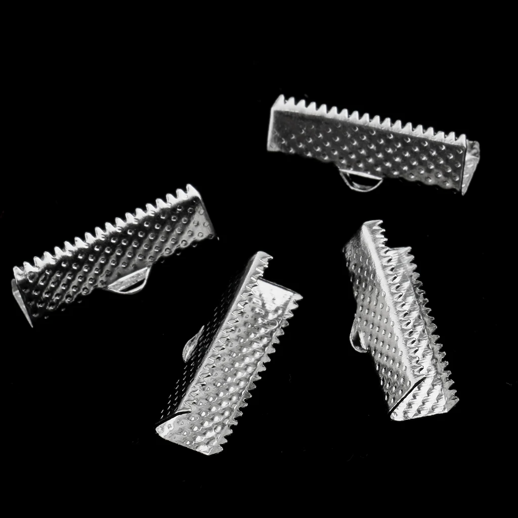 50 Pieces Cord Crimp Ends for Necklace Bracelet Jewelry Findings