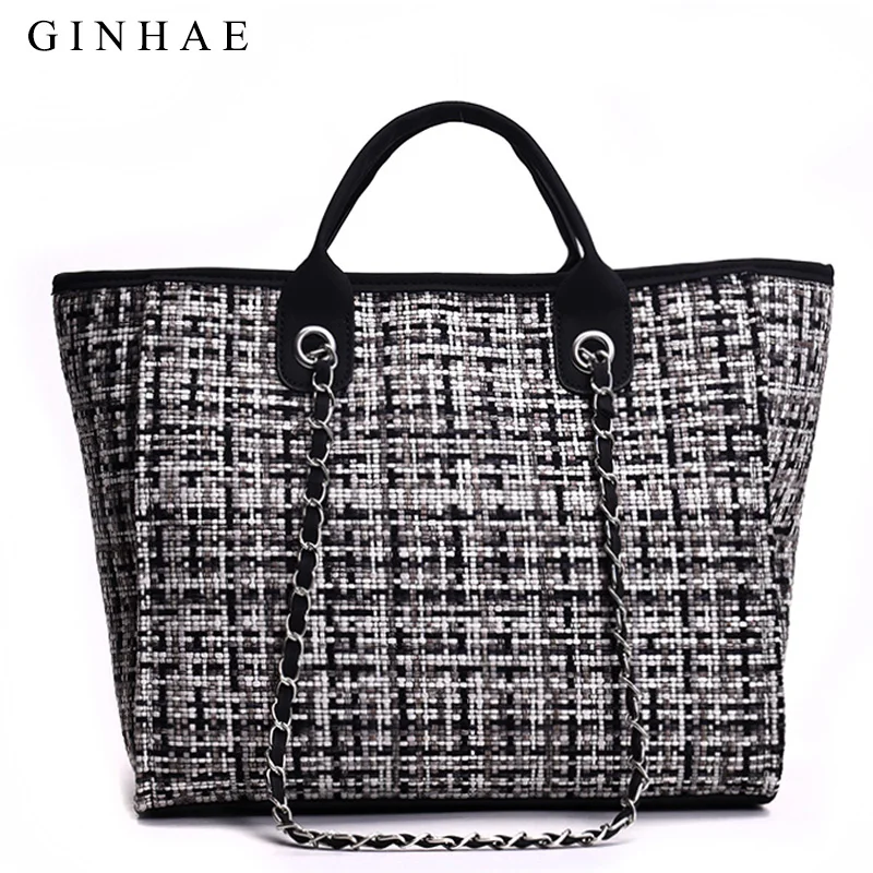 

Soft Pu Leather Women Handbag Large Capacity Ladies Shoulder Bag Fashion Chain Crossbody Bag Plaid Female Tote Bag Bolsa Mujer