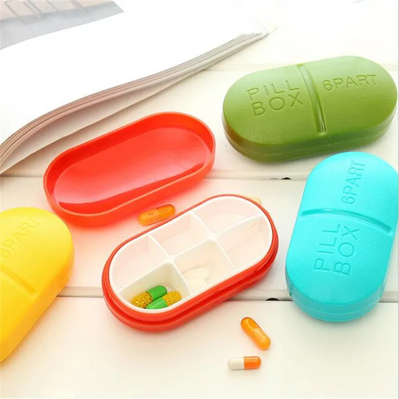 

CUSHAWFAMILY Portable 6/4 Slots seal folding Pill Cases Jewelry candy Storage Box Vitamin Medicine Pill Box Case Container